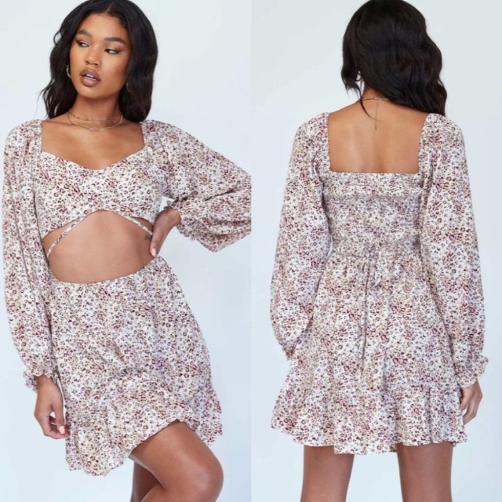 Princess Polly Floral Print Cut-Out Mini Dress